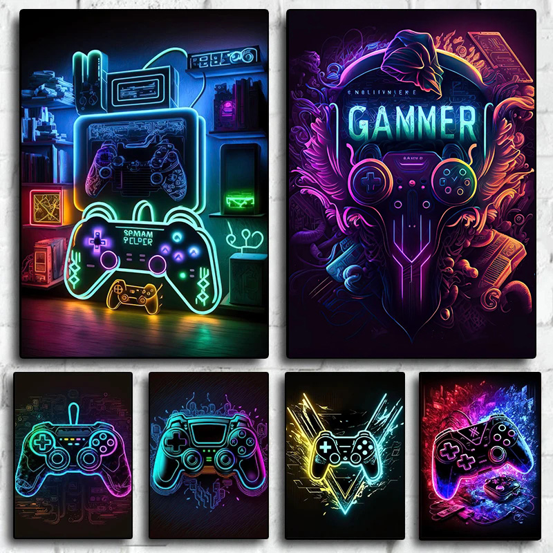 Modern Neon Pop Cool Gaming Wa - Esports Gaming House 评论和价格