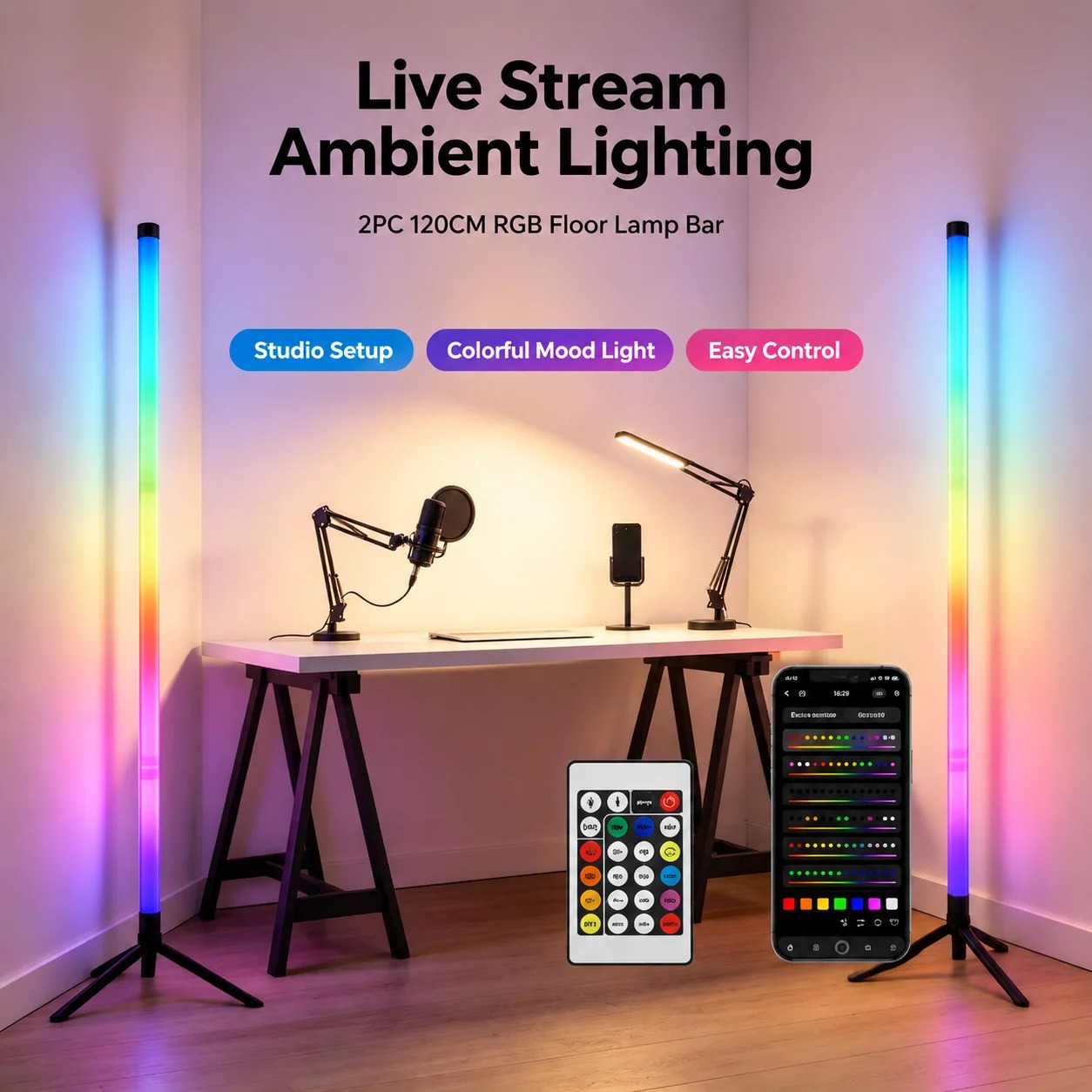120CM RGB Corner Floor Lamp, S - Esports Gaming Setup 评论和价格